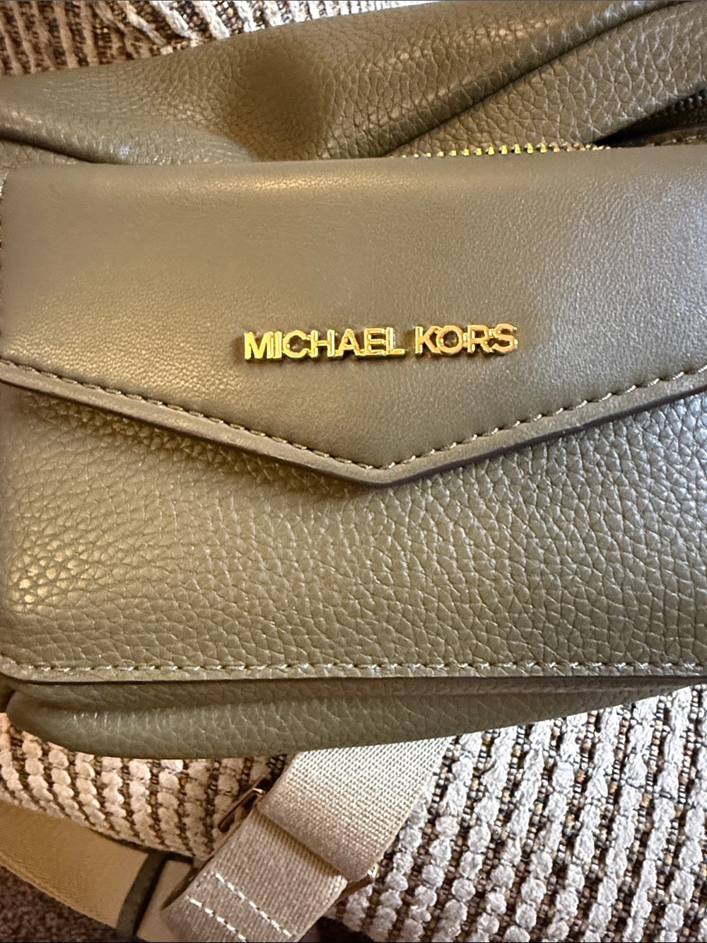 Michael Kors Olive Green Pebbled Leather Crossbody with Gold Hardware - Picture 6 of 6